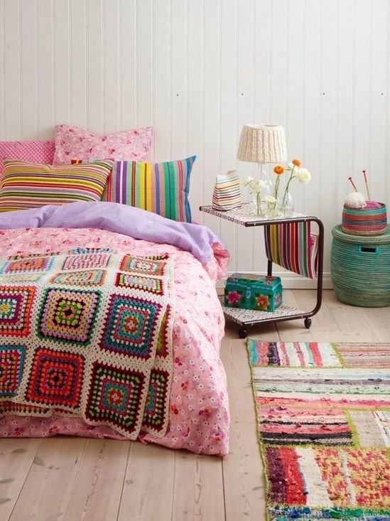 Manta de crochet Dormitorio con crchet