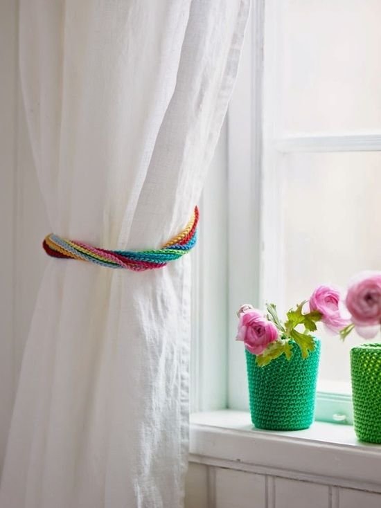Ideas para decorar con ganchillo Detalle de crochet para las cortinas