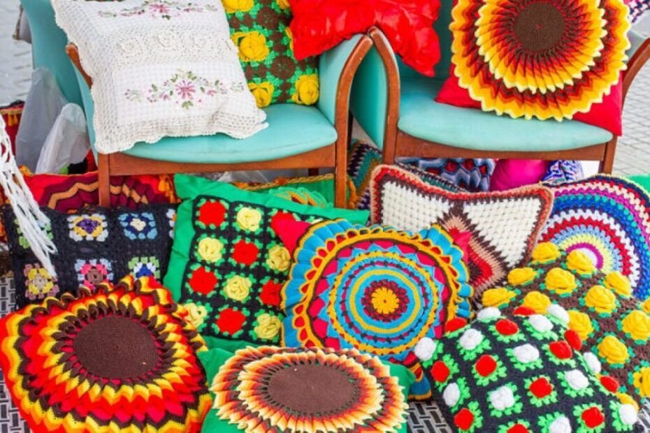Cojines decorados con crochet o ganchillo