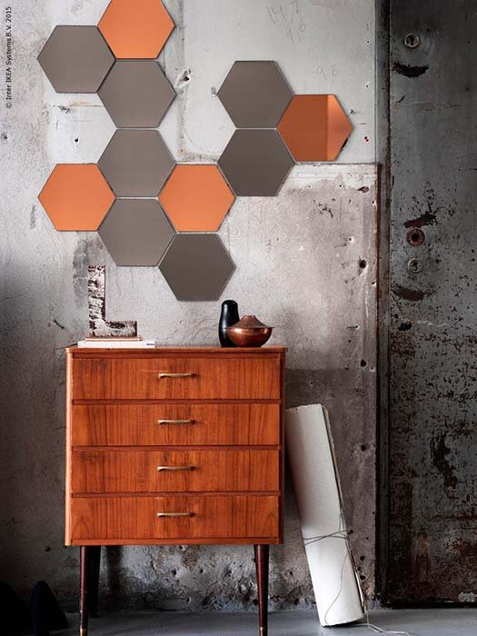 Ambiente en gris y bronce Decorar con espejo Honefoss