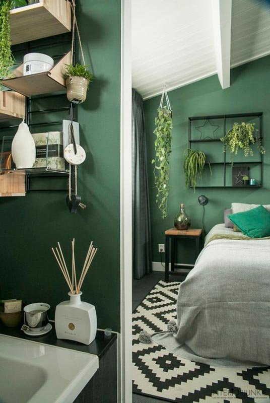 Decorar en grennery el dormitorio y el baño