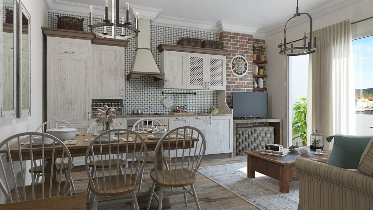 Cocina decorada con modelado 3D
