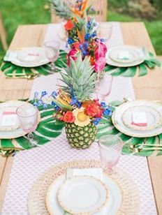 Decoración de mesa veraniega