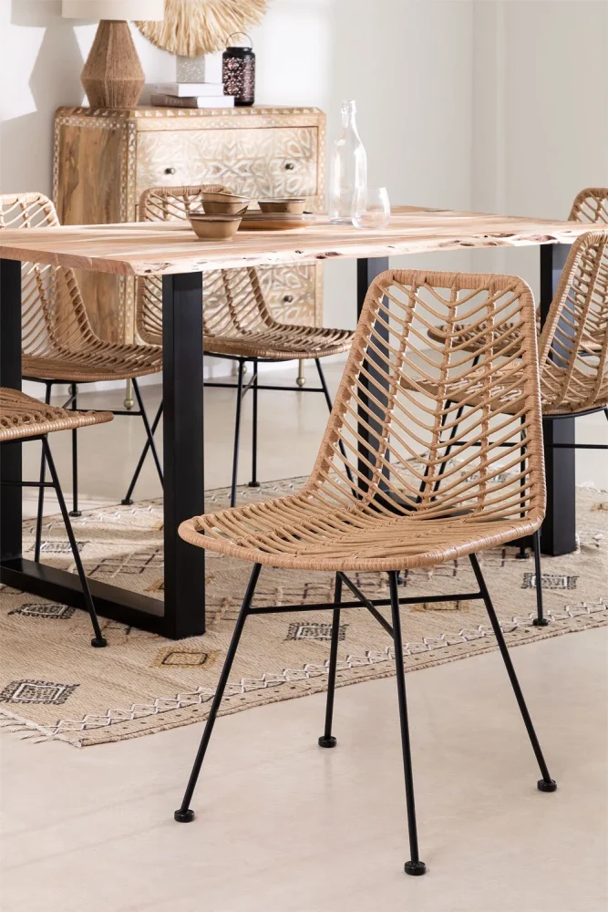 silla de comedor en ratán