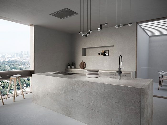 cocina moderna con microcemento